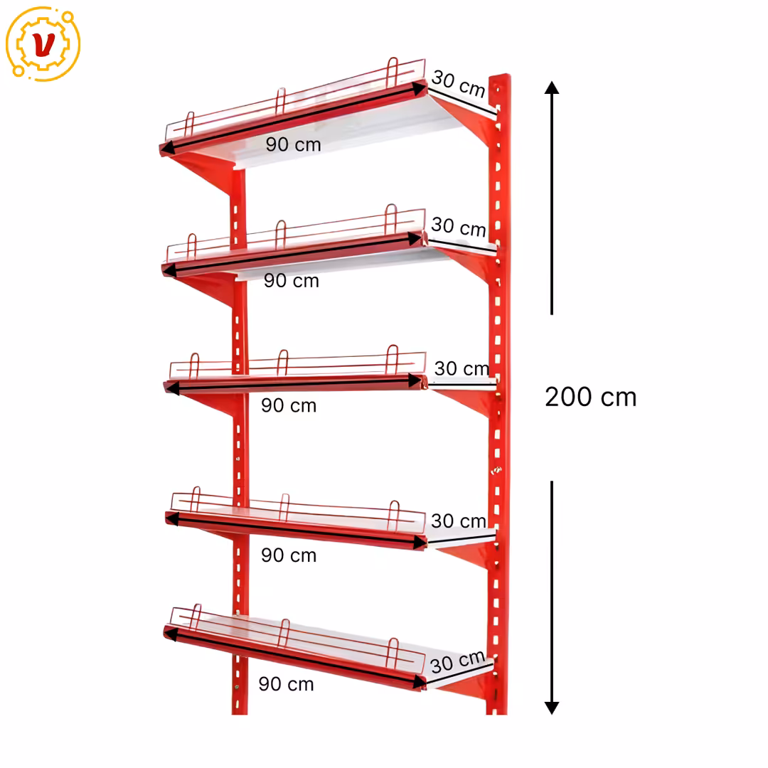خرید و قیمت قفسه دیواری چندمنظوره 5 طبقه 90x30 ارتفاع 200 سانتی متر - قفسه‌بندی وکیلی