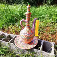 ظرف سفالی دکوراتیو آفتابه لگن3(گلاب پاش) دو تکه نقطه کوبی شده سایز بشقاب25سانت