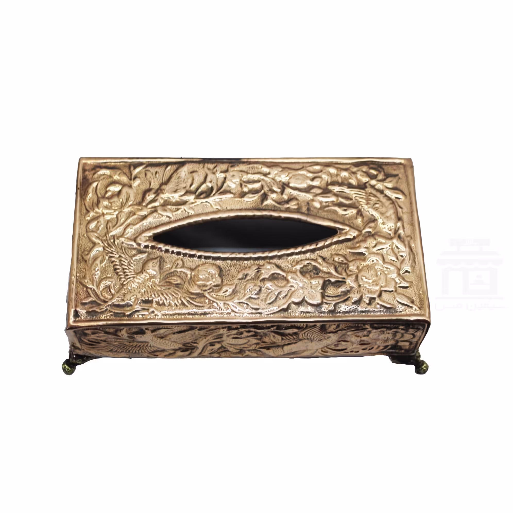 جا دستمال کاغذی قلم کاری شده طرح گل و بلبل