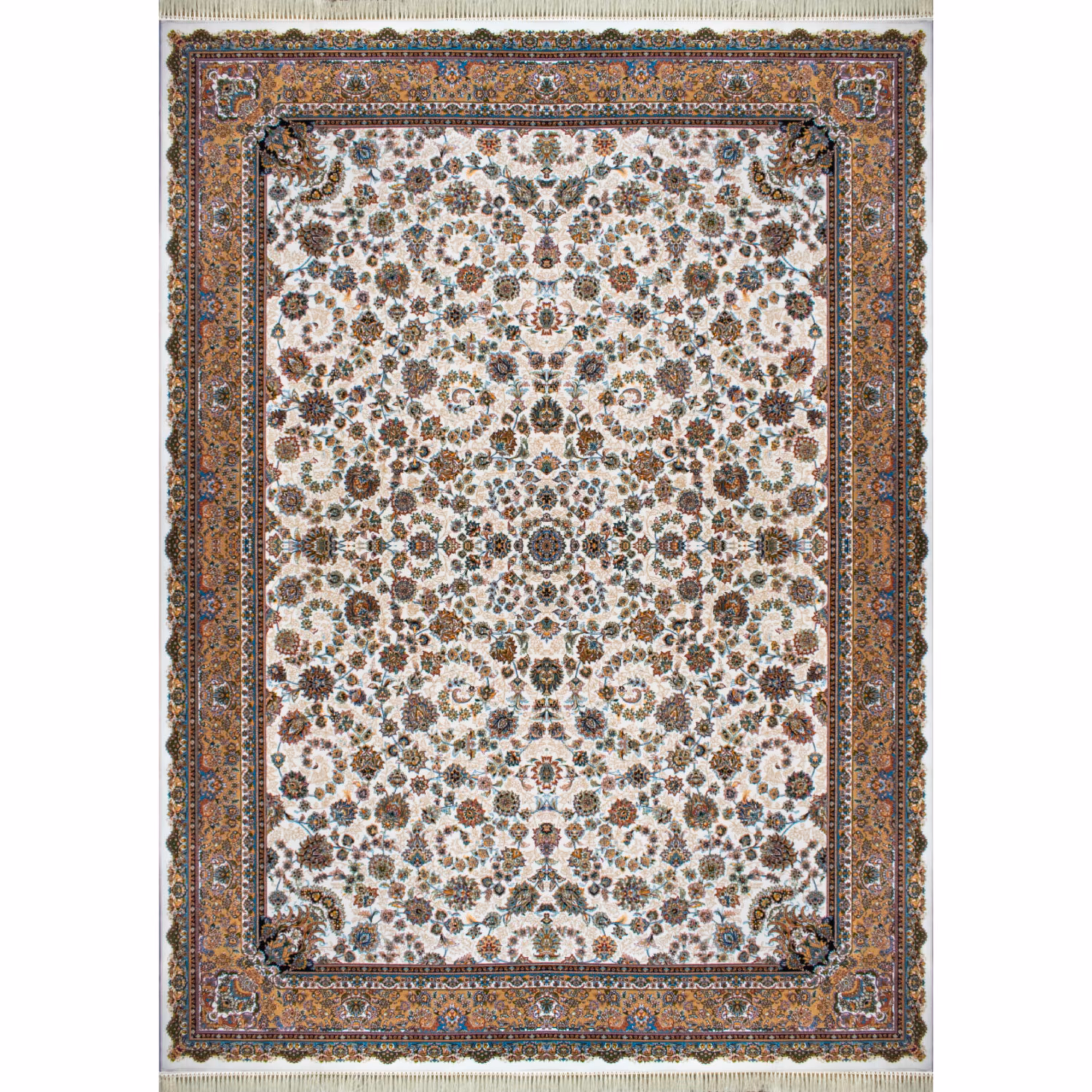 فرش ماشینی افرند 700 شانه زمینه کرم کد 7764 (شش متری)