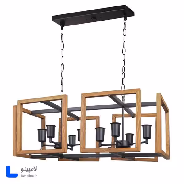 چراغ آویز هشت شعله چوب فلز مدل BAM-1108