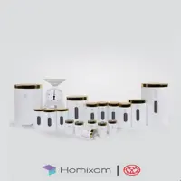 سرویس آشپزخانه اورانوس 18 پارچه مدل استوانه ای سفید با درب طلایی  
