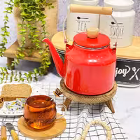 کتری طرح روستیک دسته بامبو