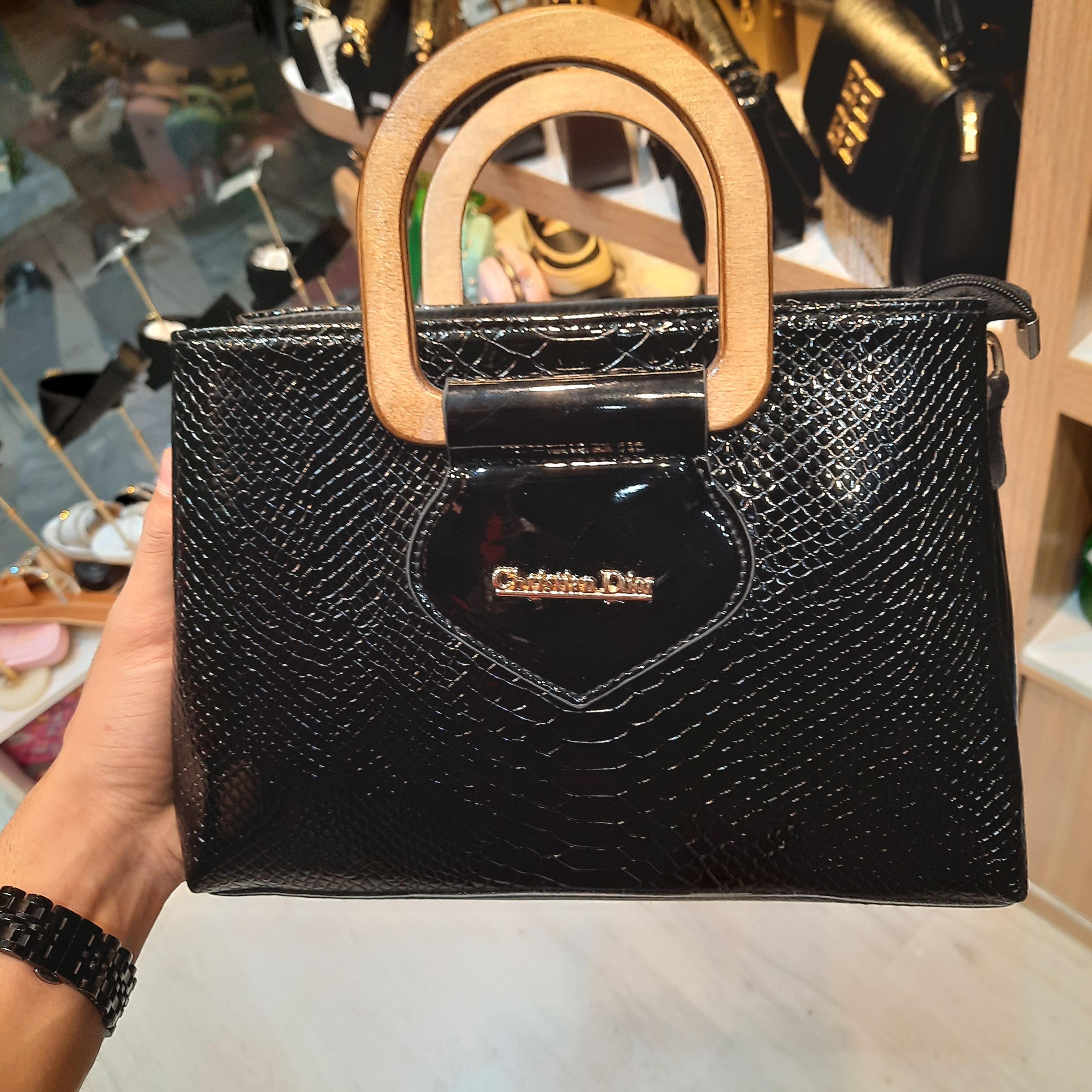 کیف دسته چوبی زنانه متوسط نقلی 