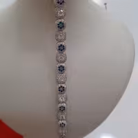 دستبند نقره نگین اتمی ریز نگین سورمه ای و آبی