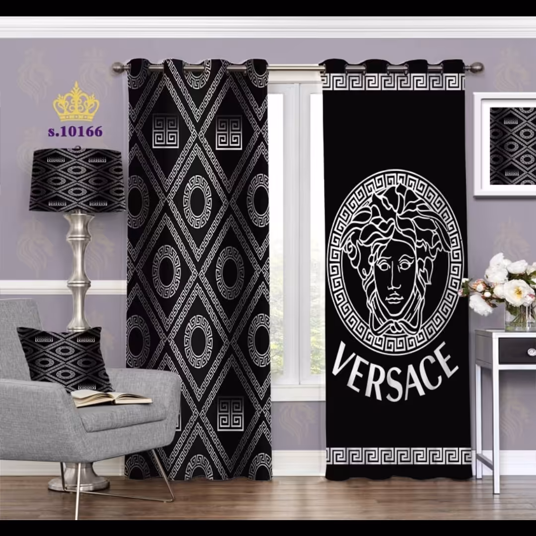 پرده پذیرایی دو قواره طرح فانتزی و لوگو کد S10166