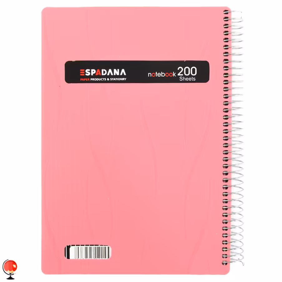 دفتر مشق 200 برگ سیمی جلد طلقی رنگی اسپادانا صورتی