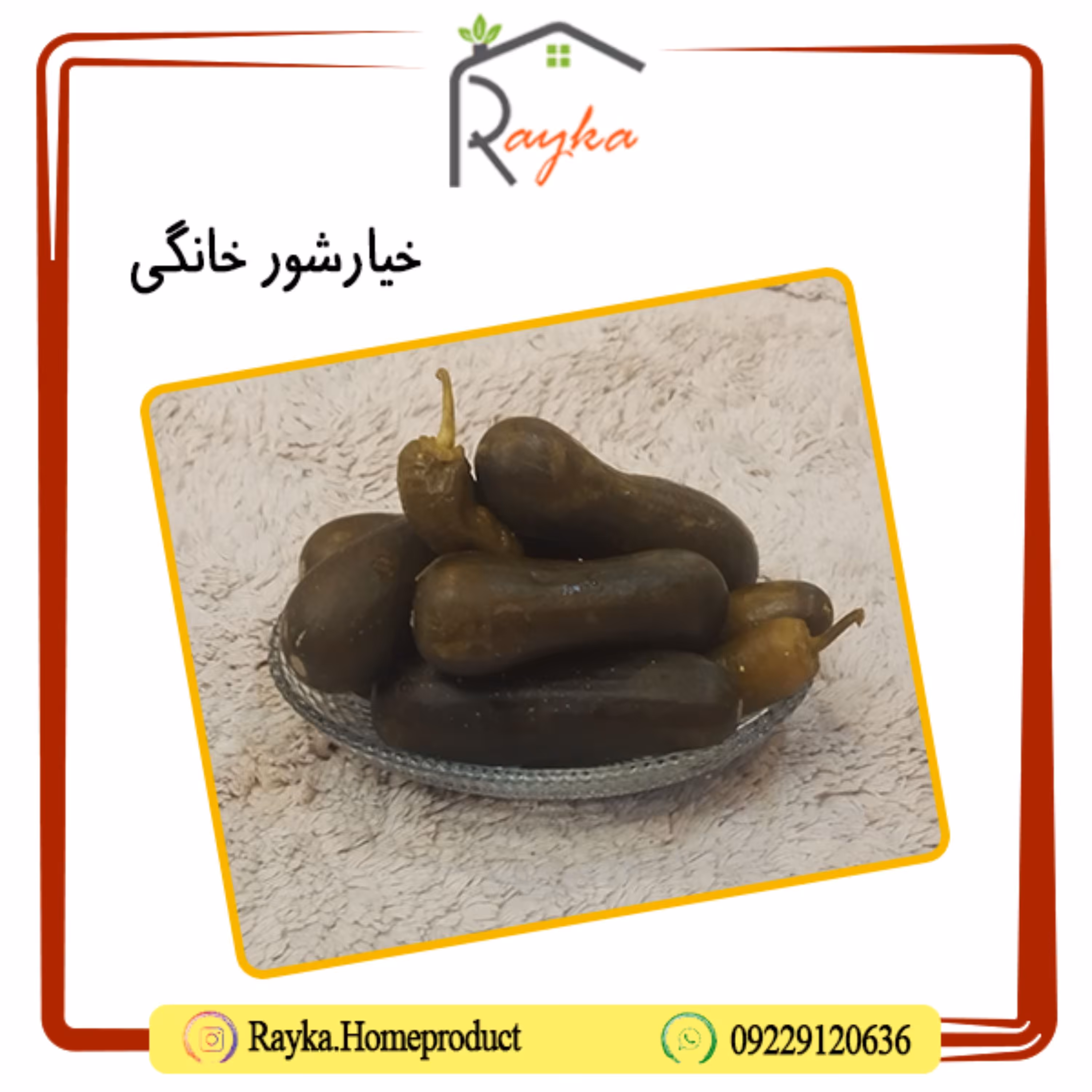 خیارشور خانگی رایکا - کاملاً معطر و خوش طعم (بسته بندی 500 گرمی)