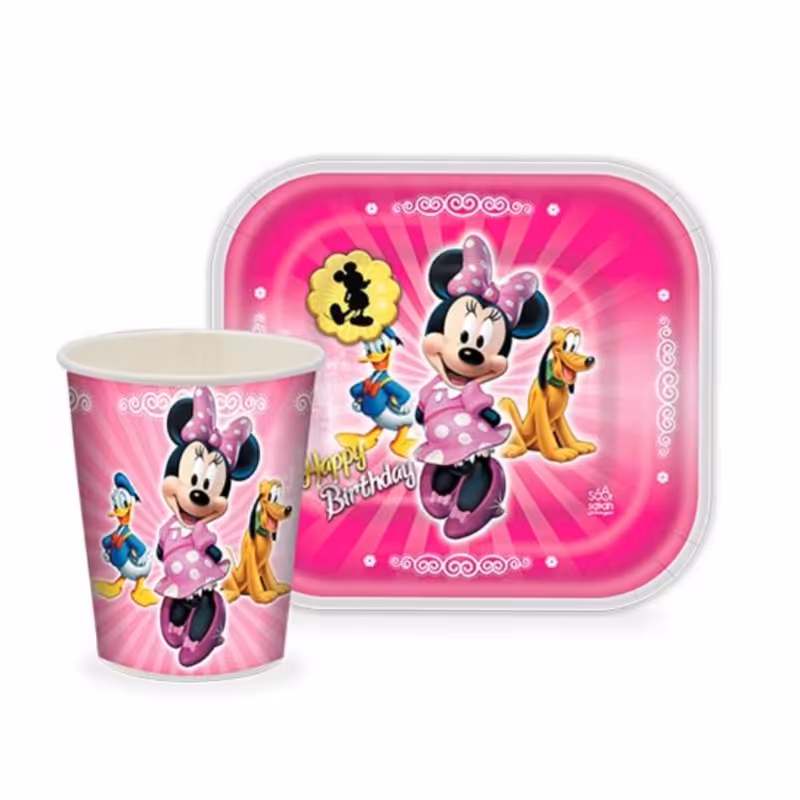 تم تولد بشقاب لیوان مینی موس 12 عددی