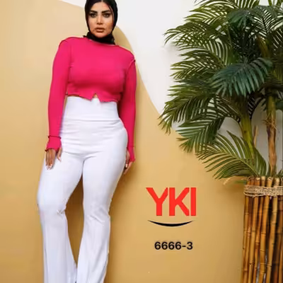 شلوار دمپا‌گشاد کمرگندار جلو خط دار سایزبزرگ6666