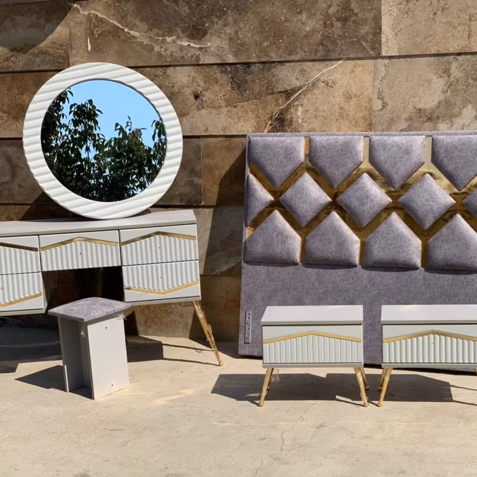 مبلمان تخت خواب سرویس چوب کامل 