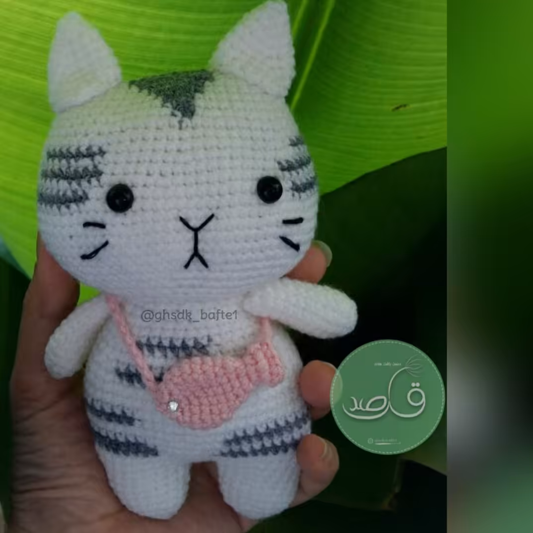 عروسک دست بافت گربه