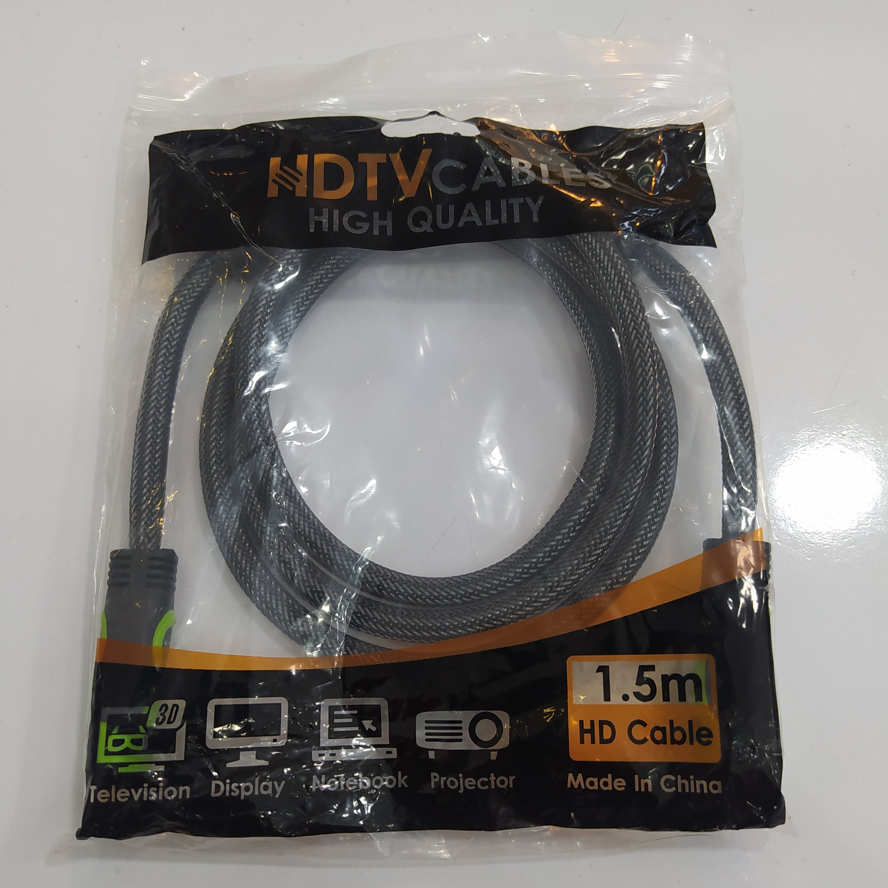 کابل HDMI مدل HDTV طول 1.5 متر پکدار روکش بافته شده