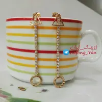 گوشواره ژوپینگ آویز بلند نگین دار مثلت دایره Xuping طلایی