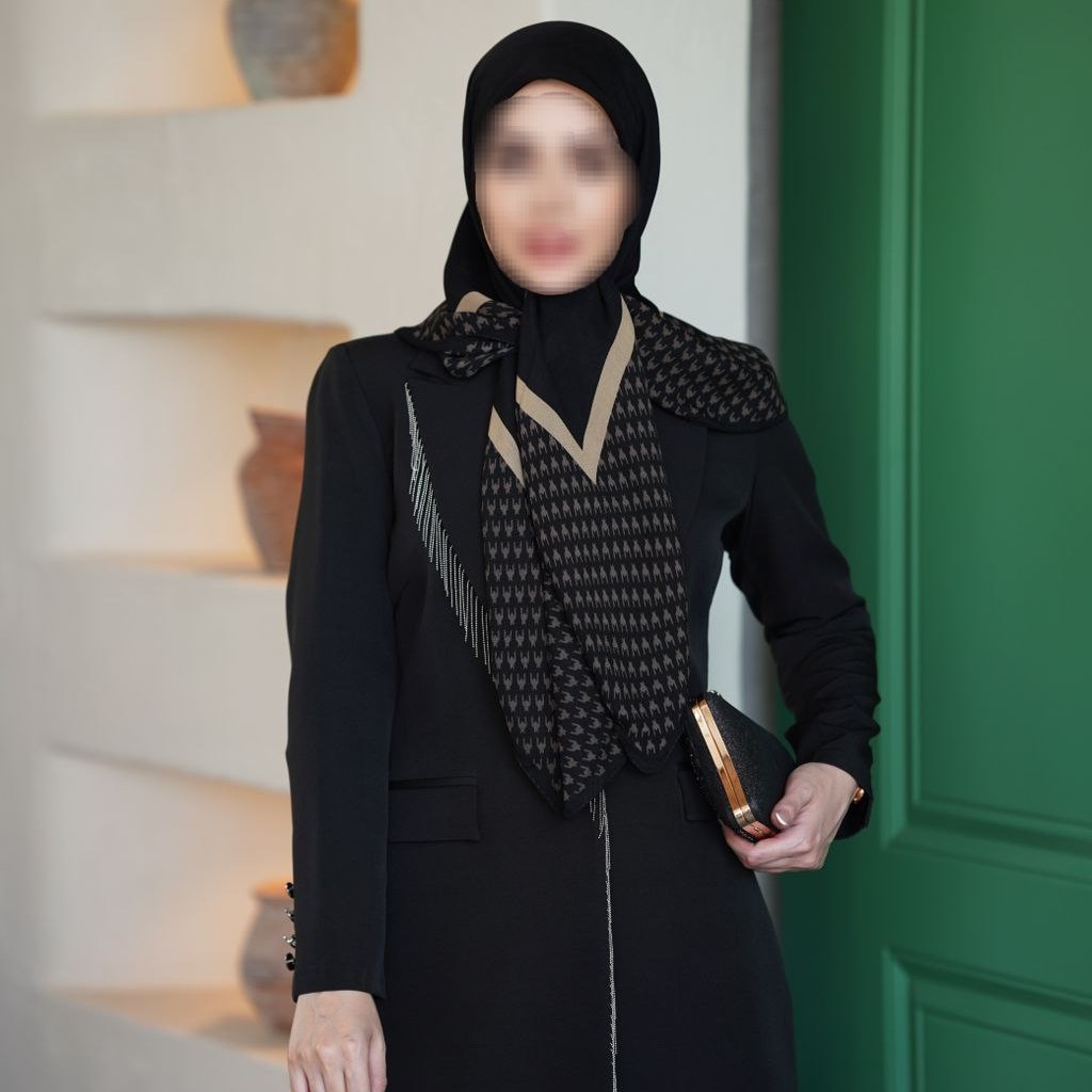 روسری مشکی نخ کرپ وارداتی دور دست دوز ارسال رایگان