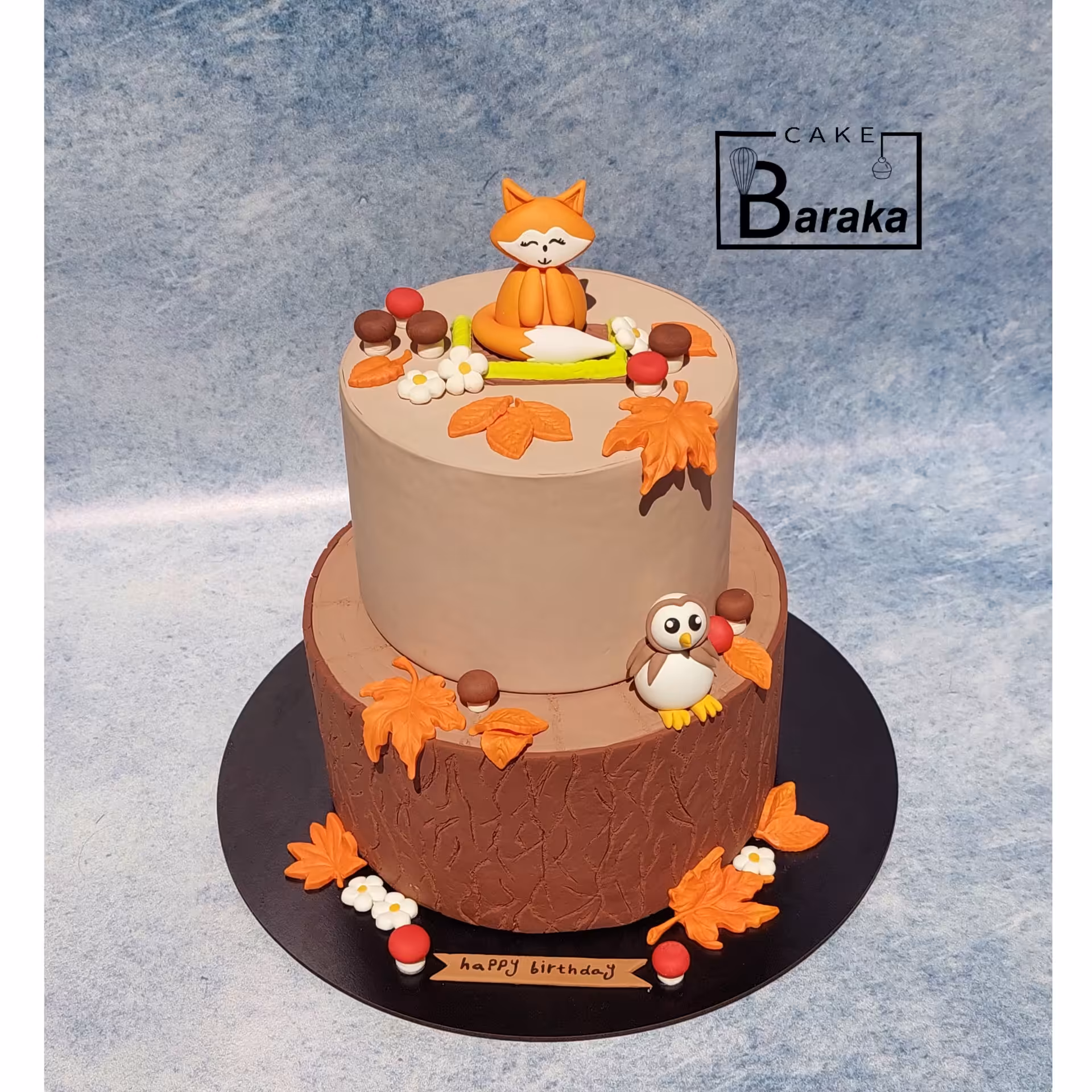 ماکت کیک  فوندانت دوطبقه پاییزی  