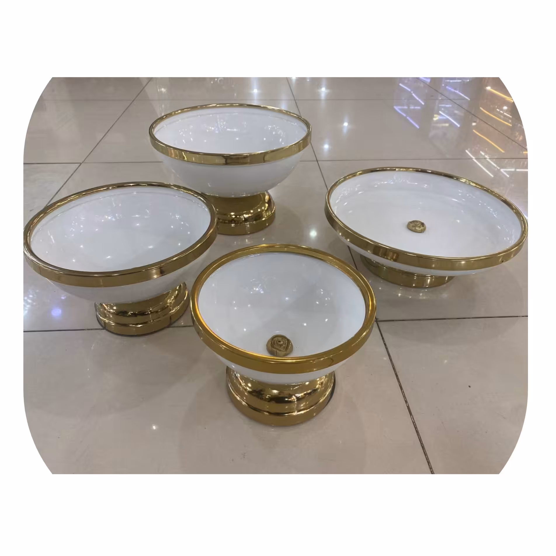 ست پذیرایی 4تیکه دنیز رنگ سفید  طلایی استاتیک آبکاری فورتیک  تضمینی با رنگ بندی مختلف 