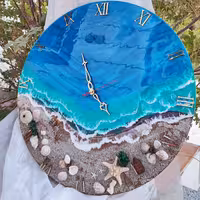 ساعت دیواری رزینی طرح دریا ارسال رایگان