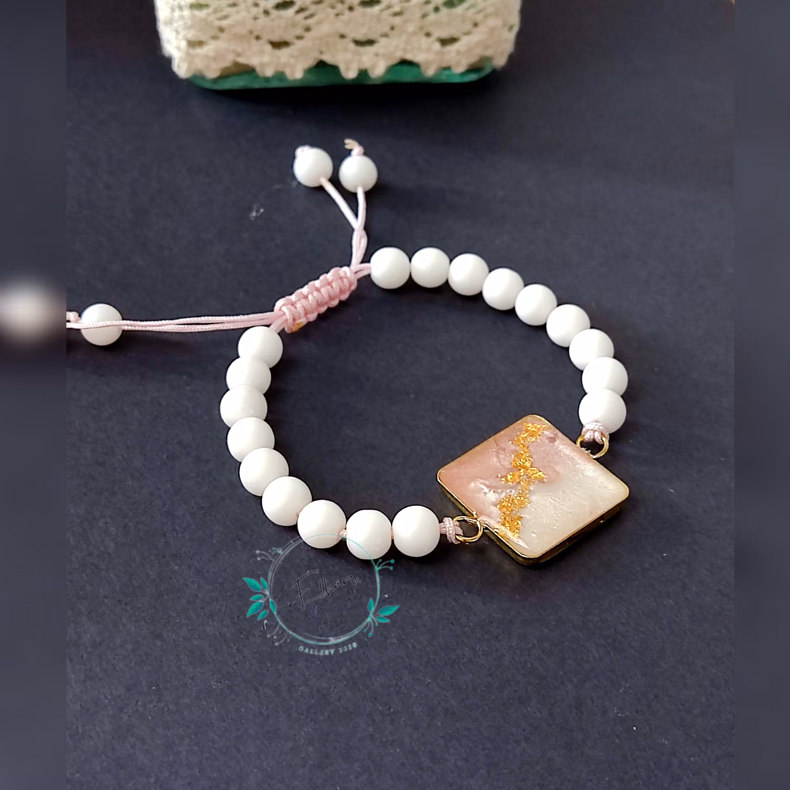 دستبند طرح مرمر صورتی