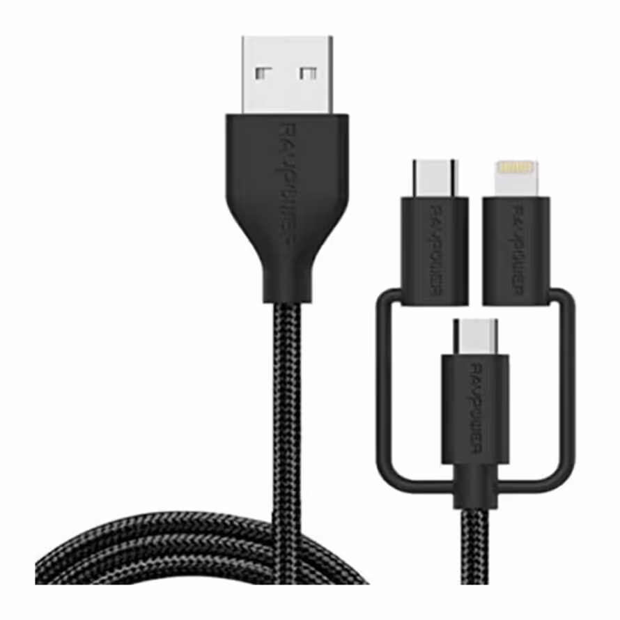 کابل تبدیل 1 متری USB-A به Lightning ، Type-c و Micro-USB راوپاور RP-CB021