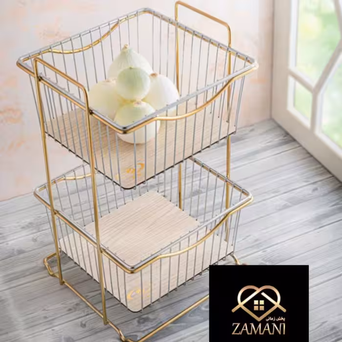 جا سیب و پیاز دو طبقه کروم طلایی مدل مانا 