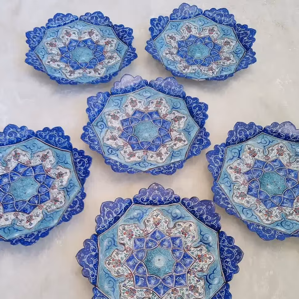 هفت سین ‌  میناکاری   رنگ لاجورد  جنس مس قابل شستشو و استفاده