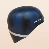 کلاه شنای  نابایجی مدل 2023- سیلیکونی فری سایز - سرمه ای خط دار- دکتلون فرانسه