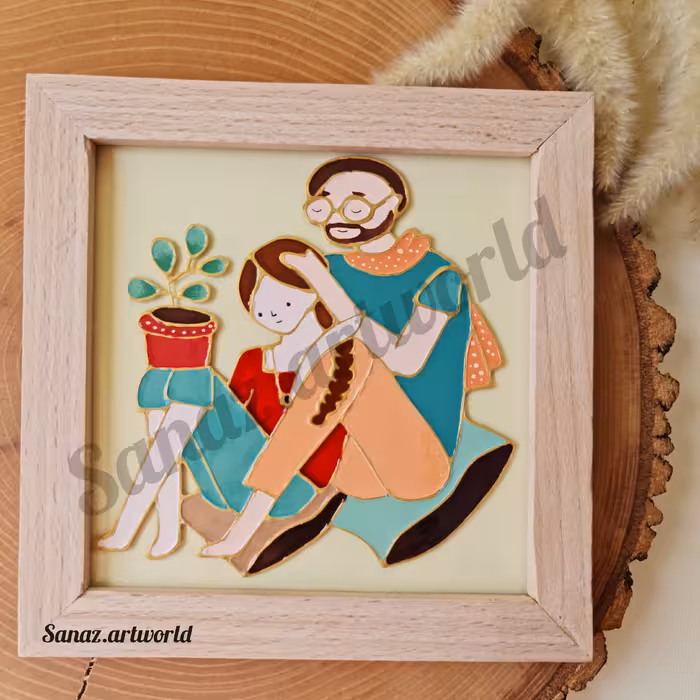 نقاشی ویترای  طرح نوازش اندازه 15در15 وزن 350 