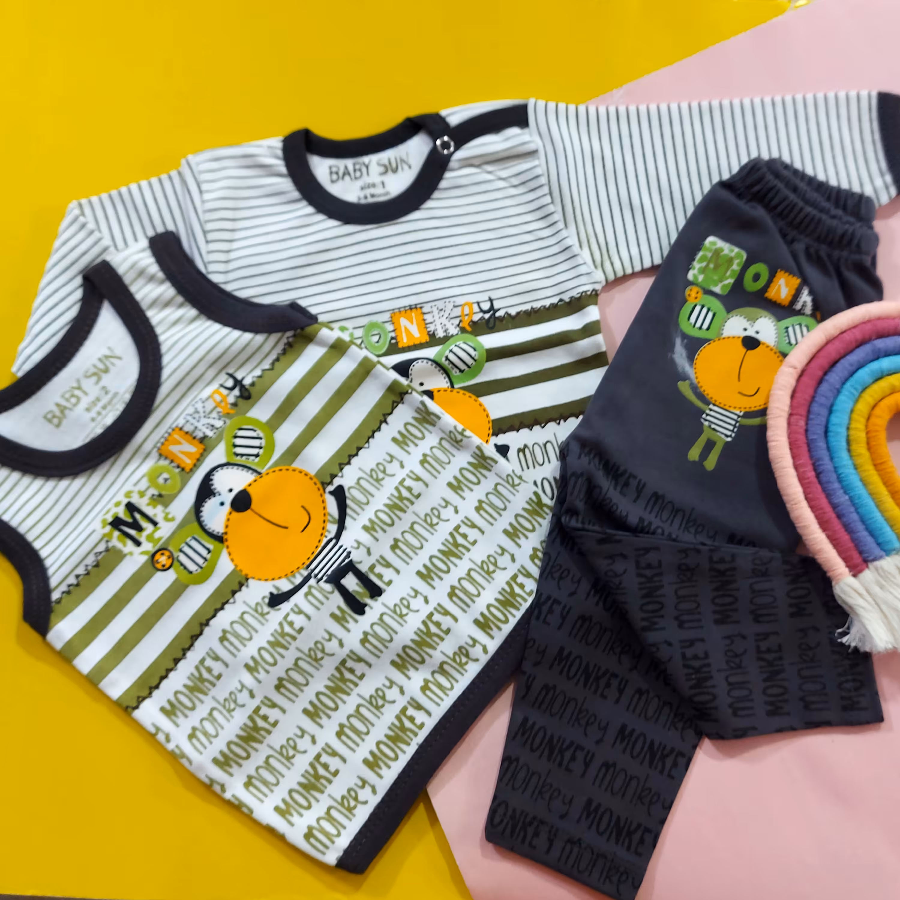 ست 3تیکه پنبه نوزادی(بلوز شلوار . رکابی)