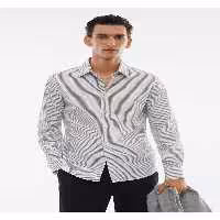 پیراهن / بلوز دکمه دار خاکستری مردانه کشش باریک پنبه اورجینال MANGO Man