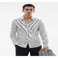 پیراهن / بلوز دکمه دار خاکستری مردانه کشش باریک پنبه اورجینال MANGO Man