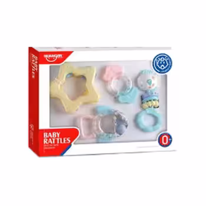 ست جغجغه دندانگیر 4 عددی دریایی صورتی