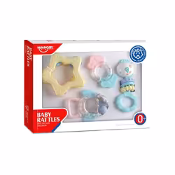 ست جغجغه دندانگیر 4 عددی دریایی صورتی