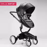 کالسکه کریر میما دوکس ب ب مدل فین فین رنگ مشکی با تشک دوبل راه راه سفید مشکی و اداپتور نصب دوکس ب ب     douxbebe  finfin
