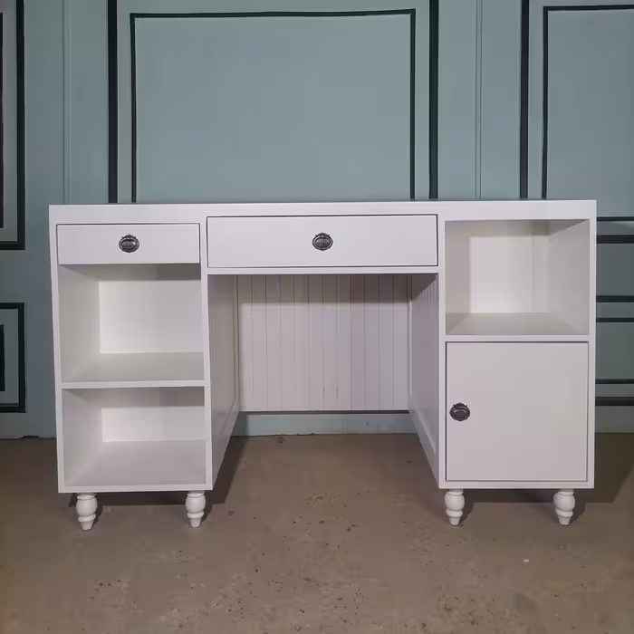 میزتحریر کتابخانه دار جدید جادار سفید سایز 140 (پس کرایه) 