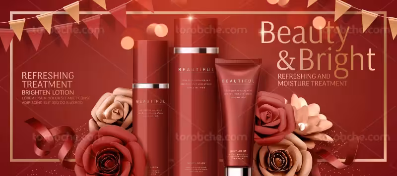 وکتور محصول آرایشی تبلیغاتی با کیفیت | گرافیک با طعم تربچه