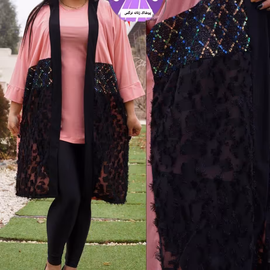 مانتوزنانه2تیکه کمرطلاکوب پایین گیپورجنس کرپ پلاس وخرجکار ابروبادی،فری سایز38تا46،ارسال رایگان با950هزارتومان خرید