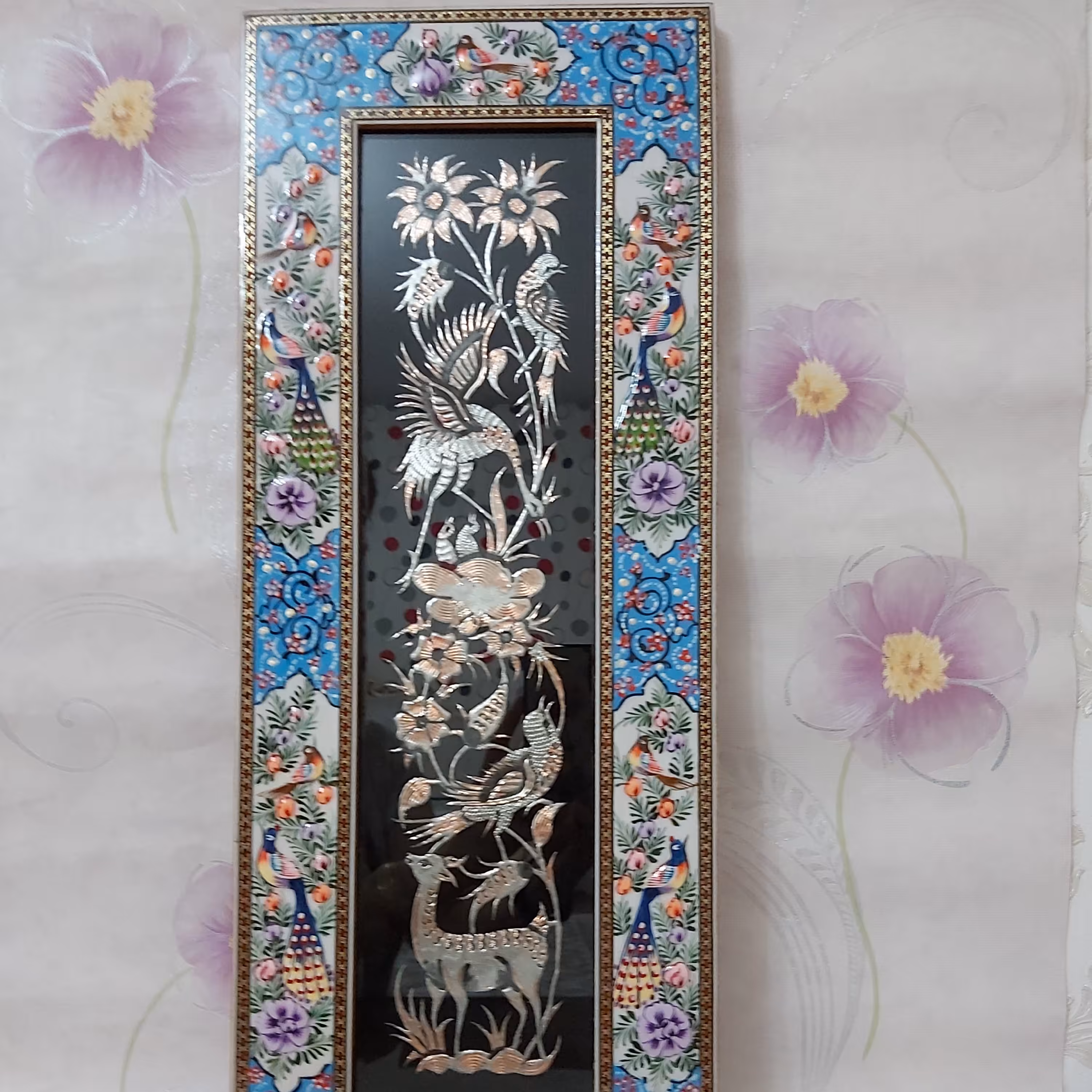 تابلوی خاتم و نقاشی با پلاک قلمزنی روی مس زیبا