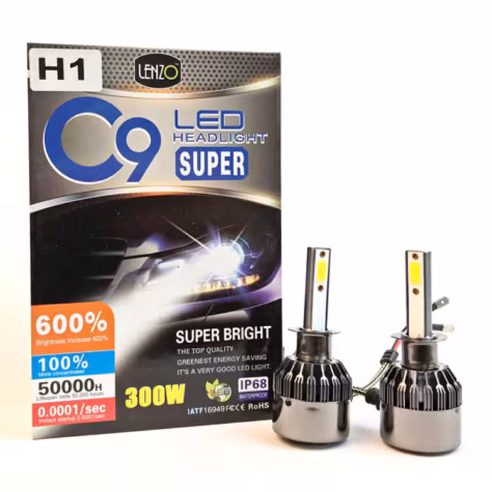 هدلایت دوطرفه C9  بسته دوعددی 300W  پایه H4