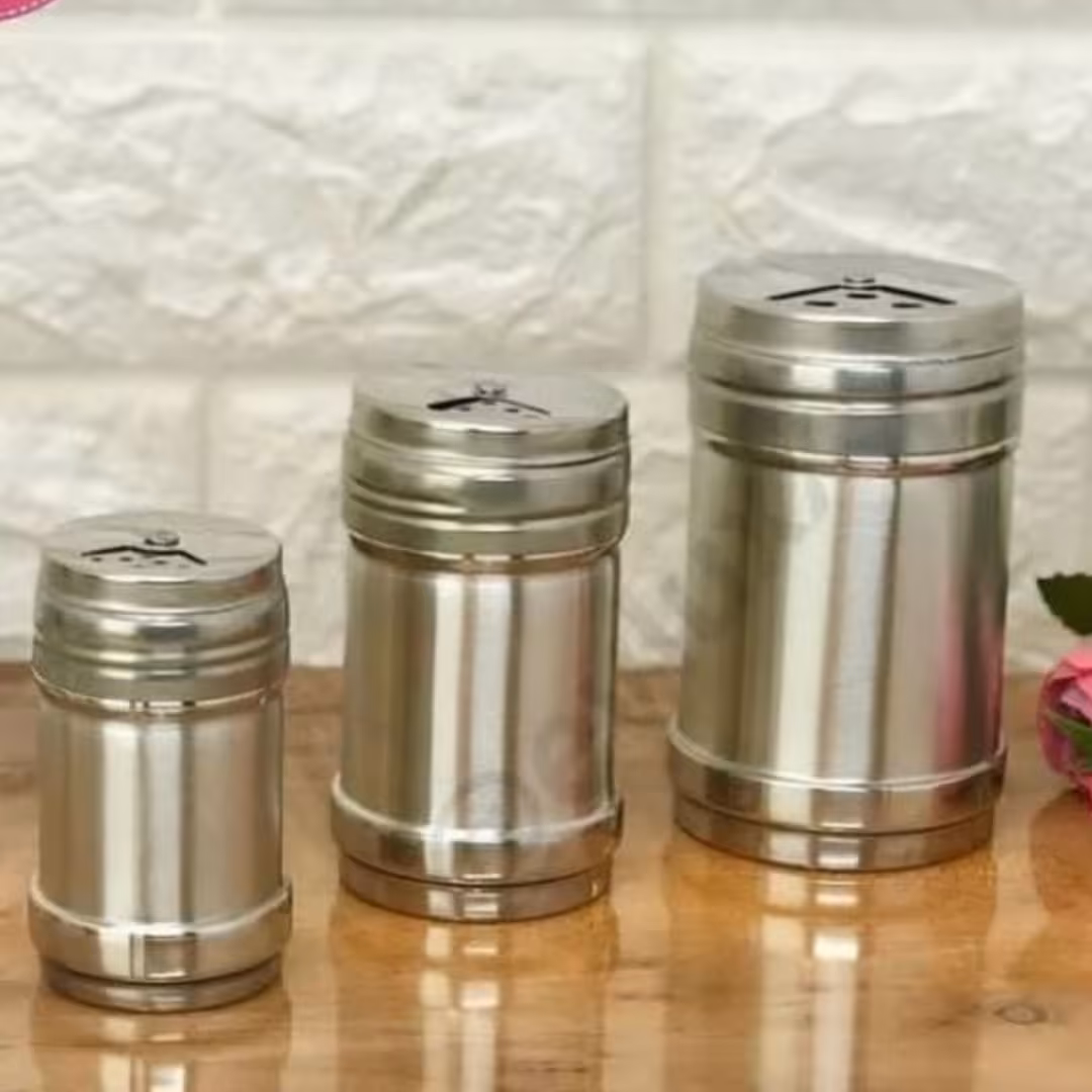 نمکدان سه تایی بزرگ استیل