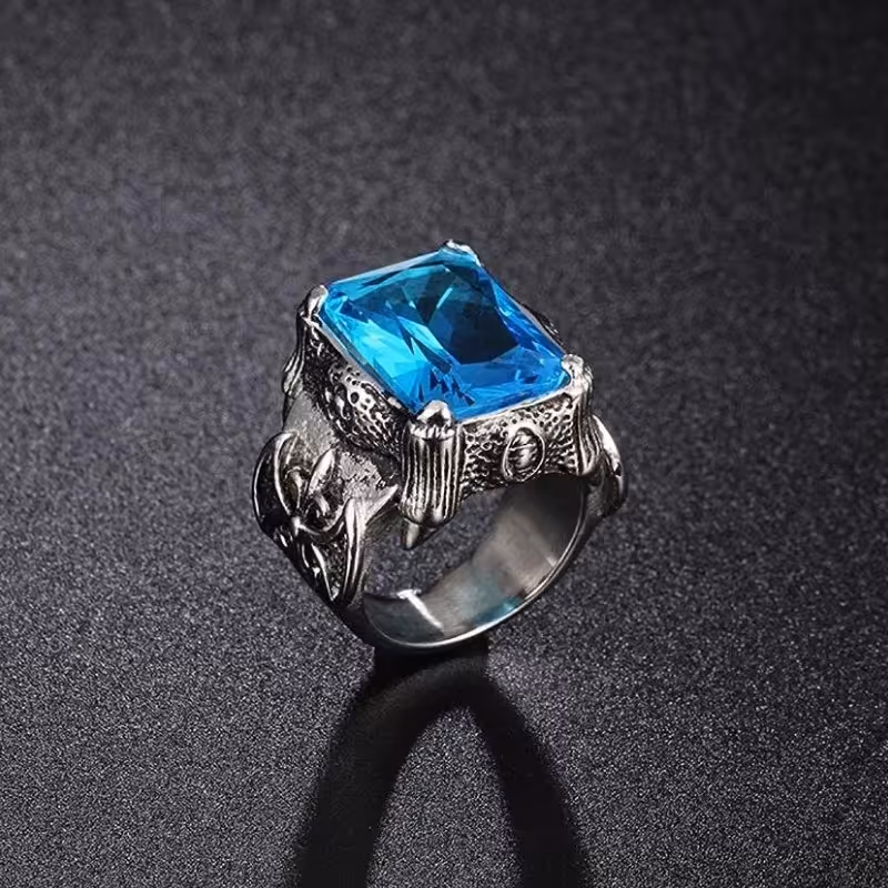 انگشتر بسیار زیبای S-BLUE DARK اورجینال با ثبات رنگ تضمینی و سنگ فوق العاده