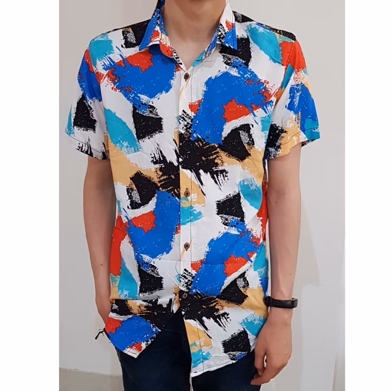 پیراهن هاوایی مردانه L ارسال رایگان شیک و خوشرنگ تن خور راحت 