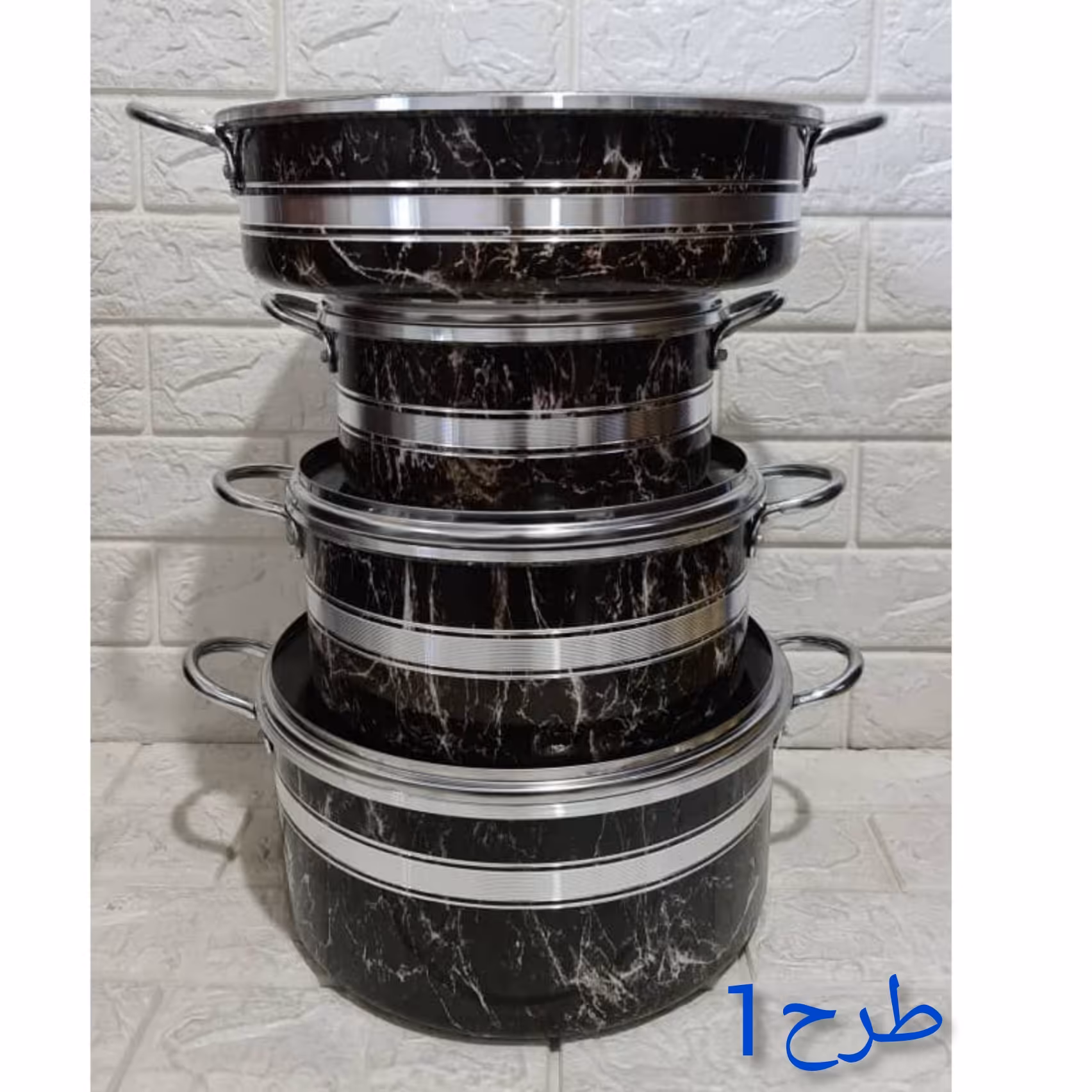 سرویس قابلمه گرانیتی 7پارچه  لب پیچ طرح سنگی مارک زرفام