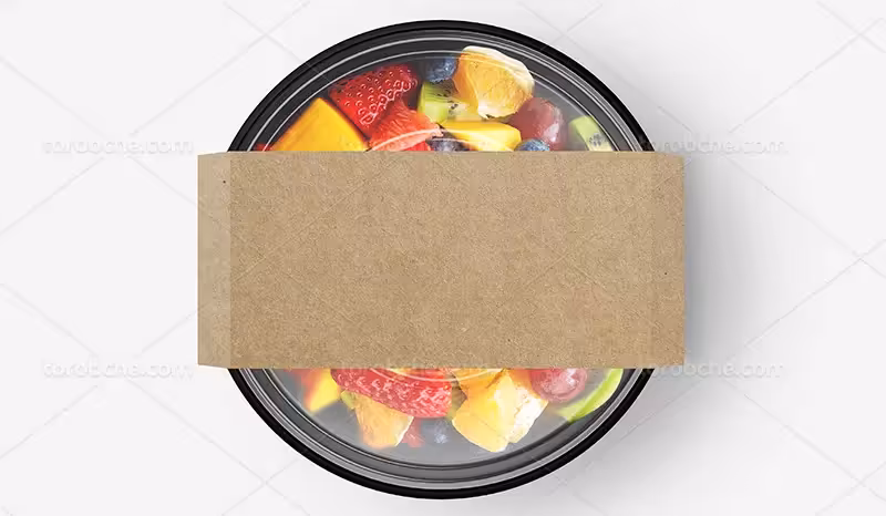 موکاپ لیبل بسته بندی میوه | گرافیک با طعم تربچه