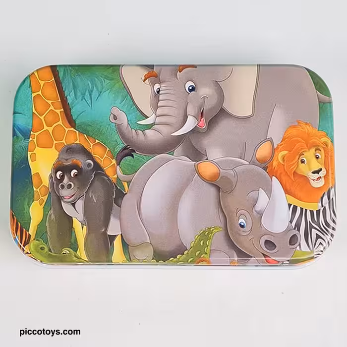 پازل قوطی فلزی 60 تکه طرح حیوانات جنگل کد 5576154