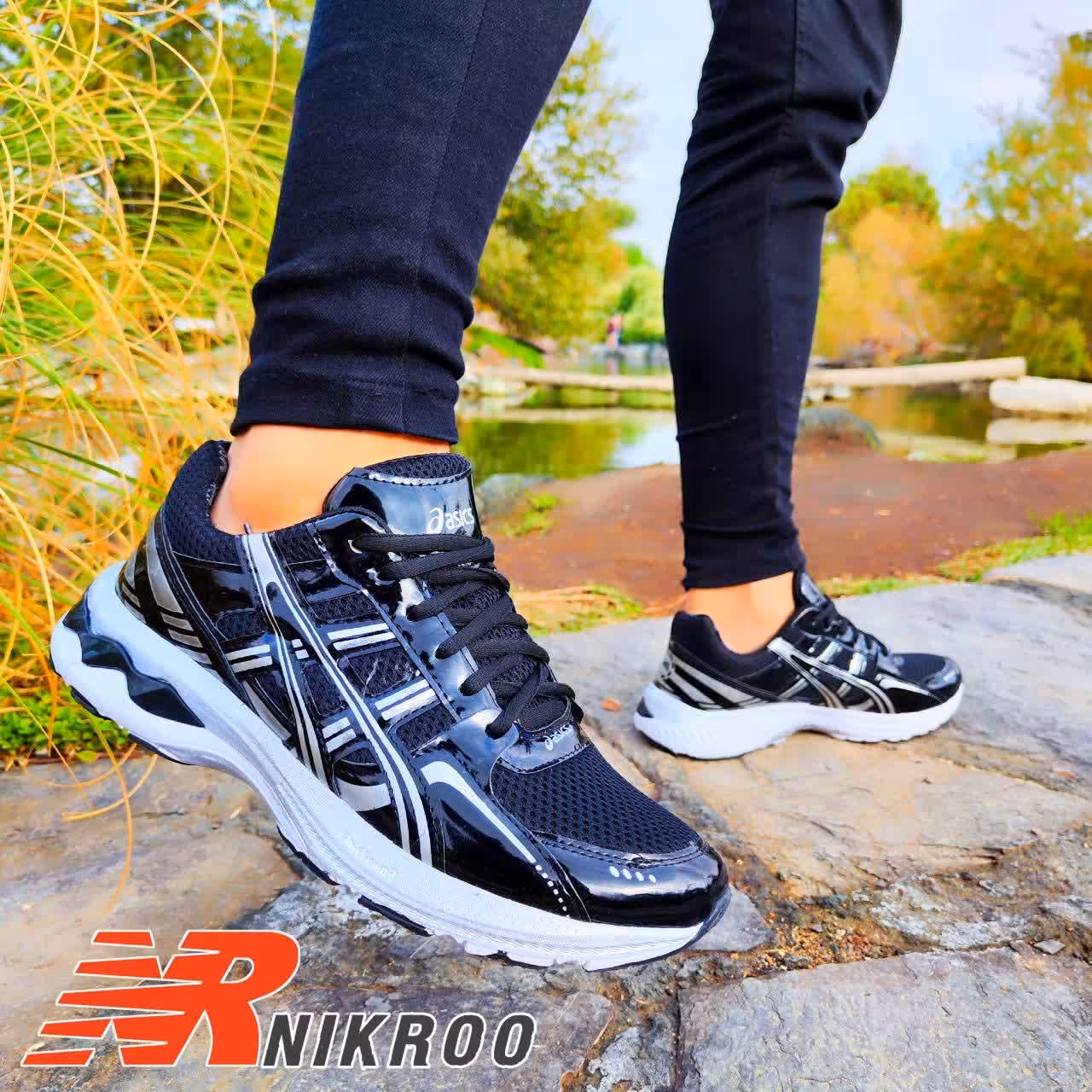 کتونی اسپرت مردانه اسیکس رنگ (مشکی و سفید ) سایز 41 تا 44