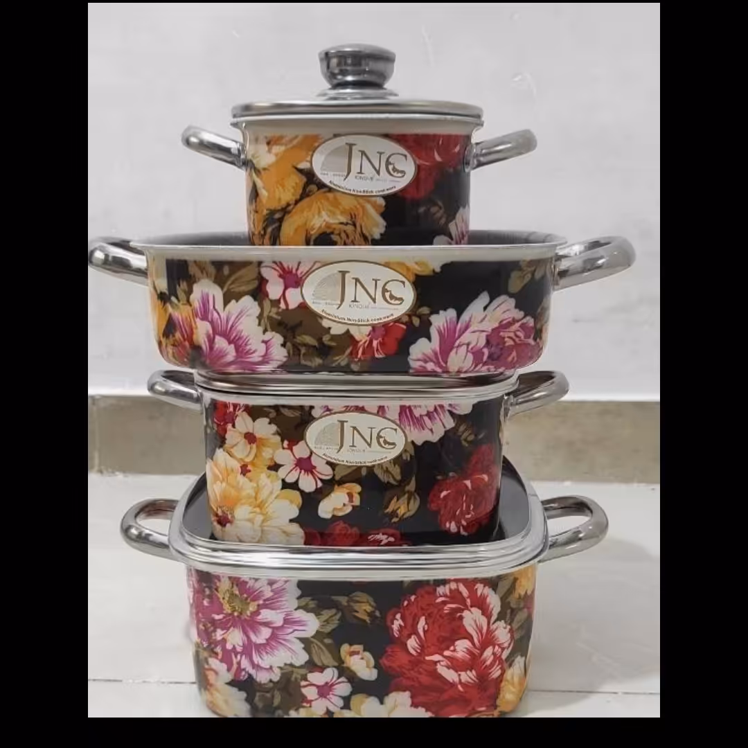 سرویس قابلمه 7 پارچه گلدار مربع