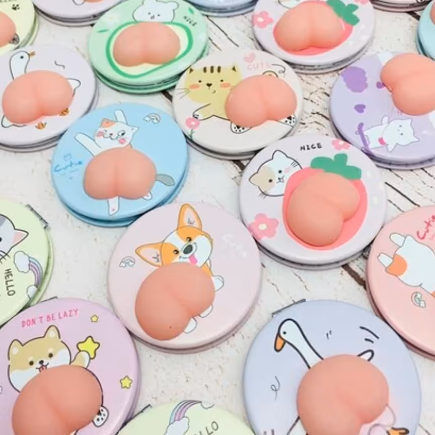 آینه اسکویشی نرمالو دمبه ای خرگوشی خرسی گربه سگ فانتزی کیوت دخترانه در دوحالت ساده و ذره بینی