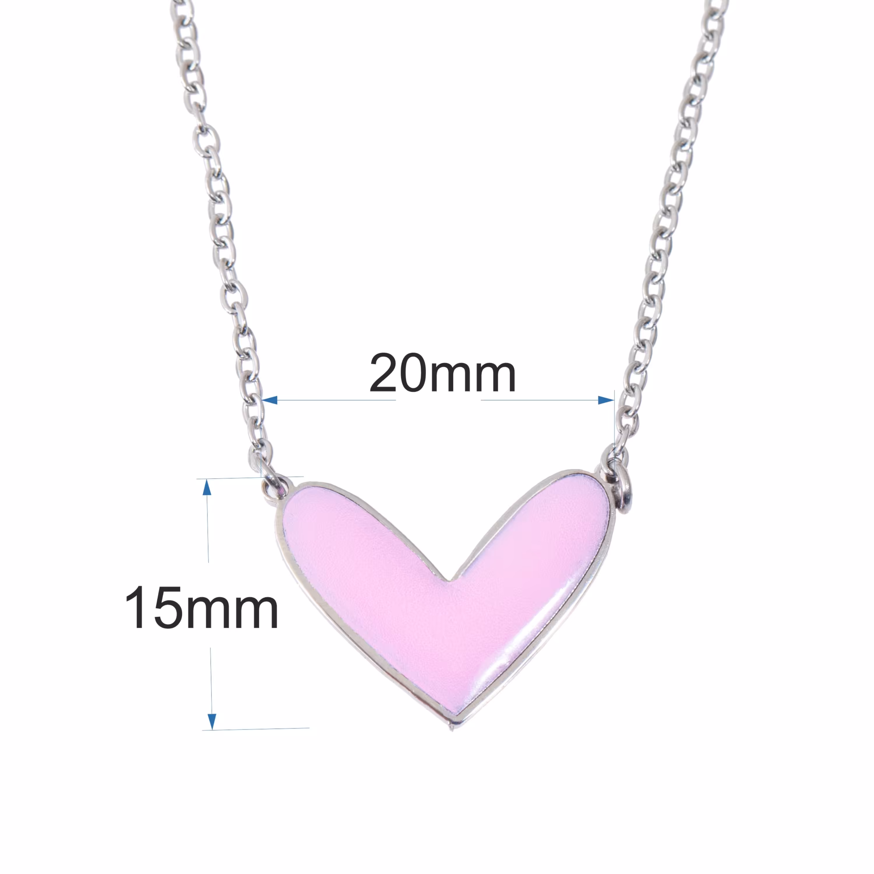 گردنبند قلب صورتی میناکاری شده و رنگ ثابت