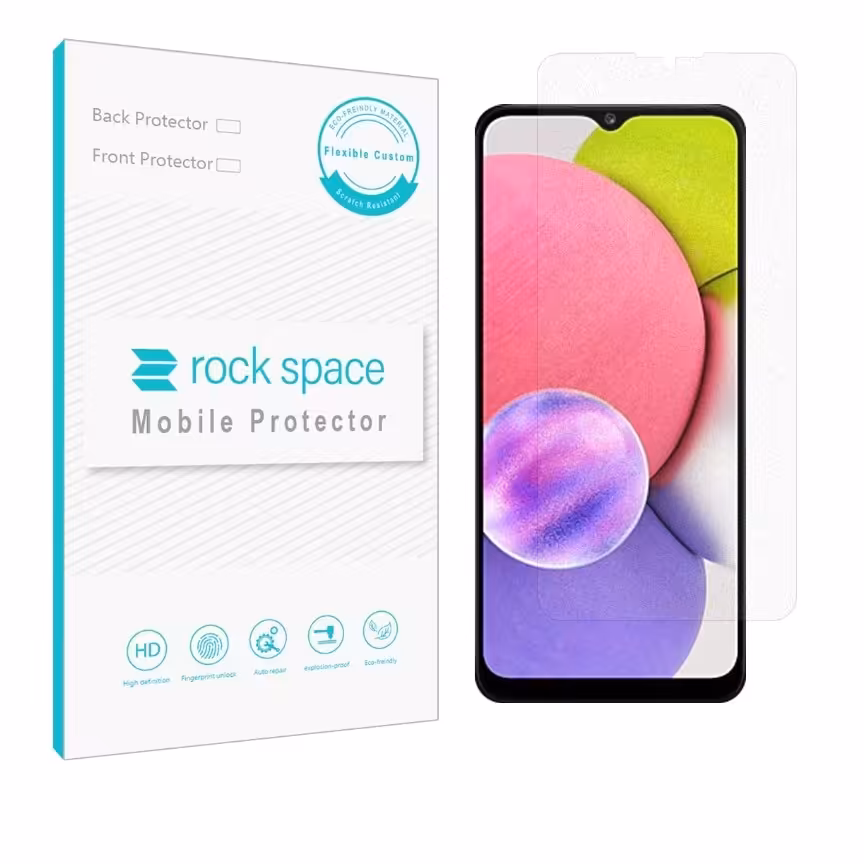گلس مات نانو و ضد ضربه گوشی سامسونگ مدل A03s برند راک اسپیس